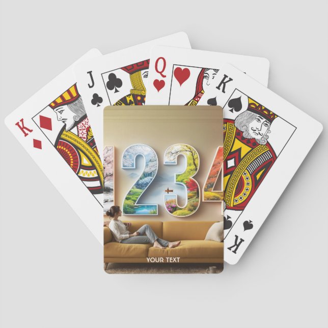 Fantasy Cute Season Four Numbers Playing Cards (Back)