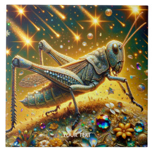 Fantasy Cute Sequin Grasshopper Stars Tile