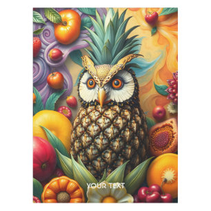 Fantasy Cute Serene Pineapple Owl Tablecloth