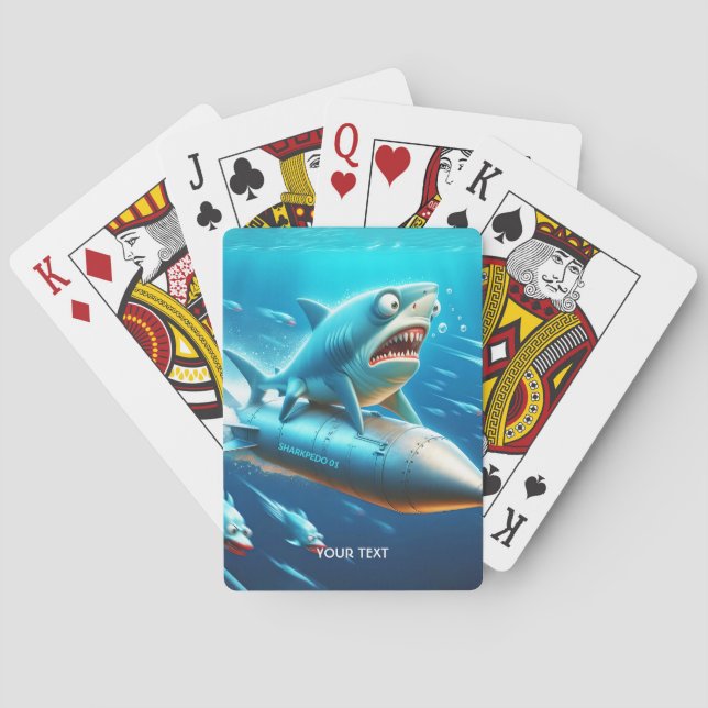 Fantasy Cute Shark Torpedo Sea Playing Cards (Back)