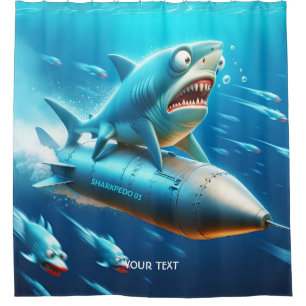 Fantasy Cute Shark Torpedo Sea Shower Curtain