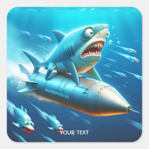 Fantasy Cute Shark Torpedo Sea Square Sticker