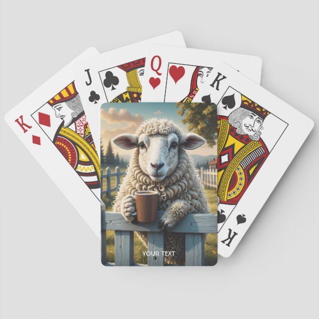 Fantasy Cute Sheep Coffee Evening Playing Cards (Back)