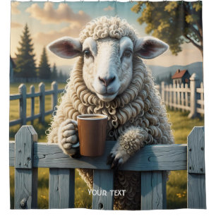 Fantasy Cute Sheep Coffee Evening Shower Curtain