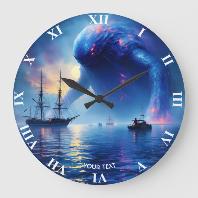 Fantasy Cute Ships Sea Giant Large Clock (Front)