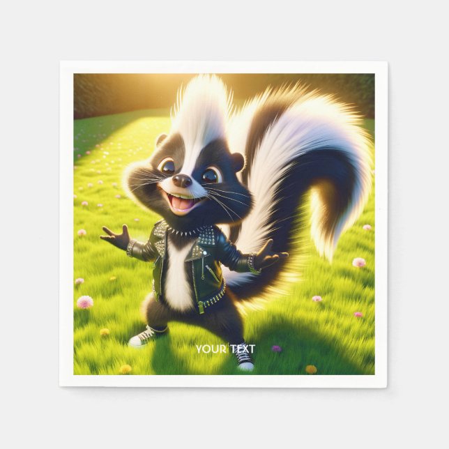 Fantasy Cute Skunk Punk Style Napkin (Front)