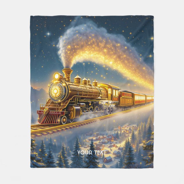 Fantasy Cute Sky Train Village Fleece Blanket (Front)