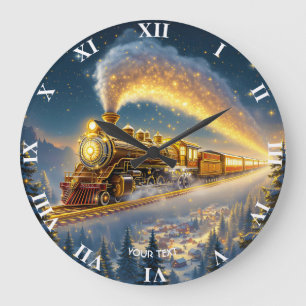 Fantasy Cute Sky Train Village Large Clock