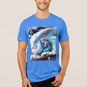 Fantasy Cute Sleeping Girl Bunny Tri-Blend Shirt