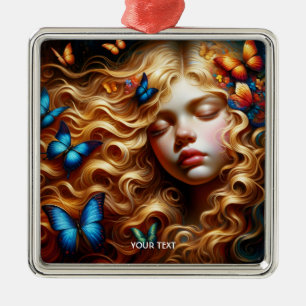 Fantasy Cute Sleeping Girl Butterflies Metal Tree Decoration