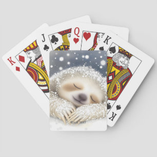 Fantasy Cute Sleeping Sloth Snow Playing Cards