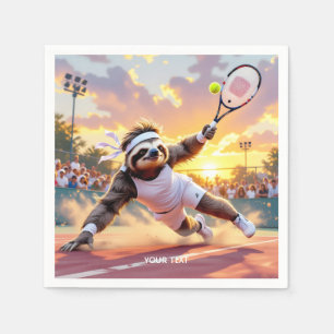 Fantasy Cute Sloth Playing Tennis Napkin