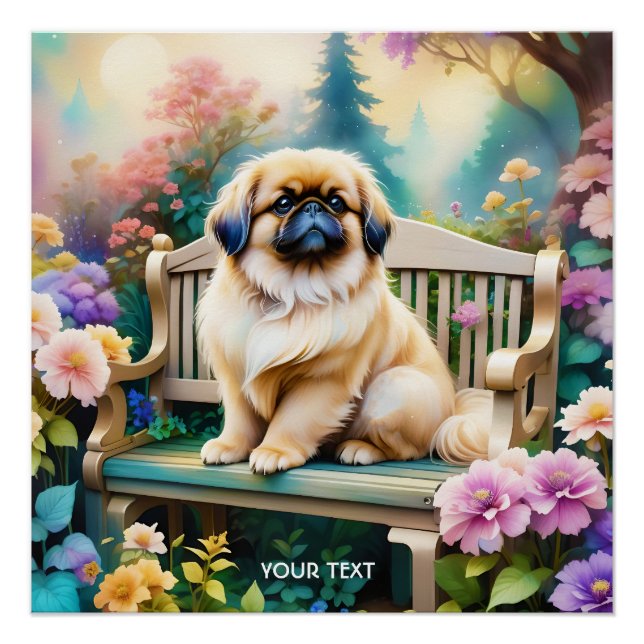 Fantasy Cute Small Dog Flowers Poster (Front)