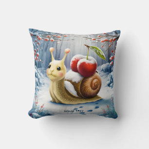 Fantasy Cute Snail Cherry Winter Cushion