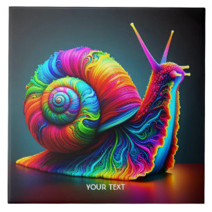 Fantasy Cute Snail Many Colors Tile