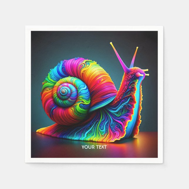 Fantasy Cute Snail Many Colours Napkin (Front)