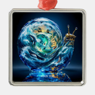 Fantasy Cute Snail Ocean Storm Metal Tree Decoration
