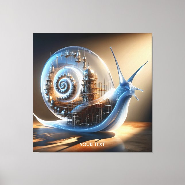 Fantasy Cute Snail Steampunk City Canvas Print (Front)