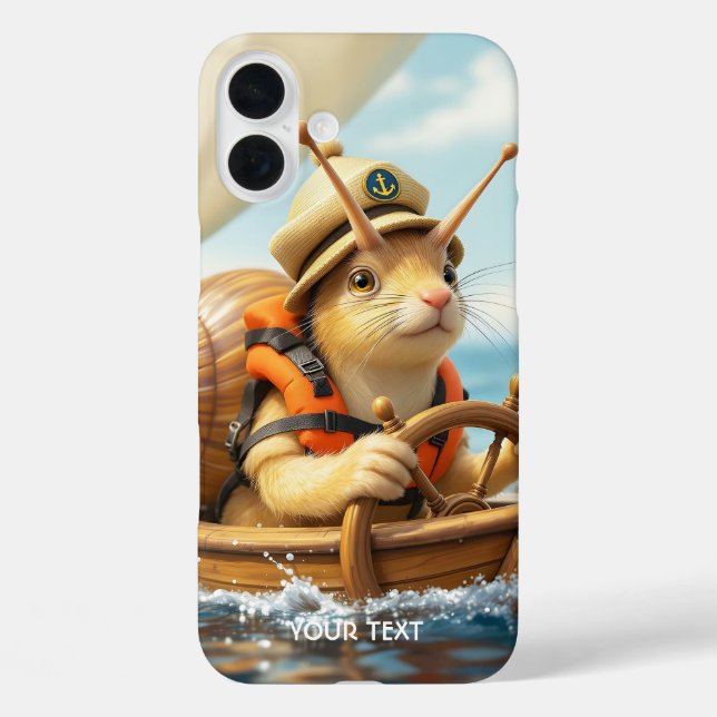 Fantasy Cute Snail Steering Sailboat Case-Mate iPhone Case (Back)