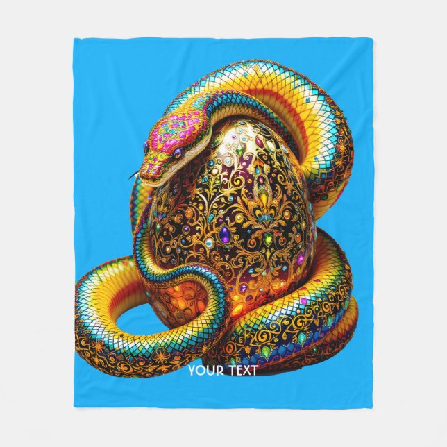 Fantasy Cute Snake Egg Vibrant Fleece Blanket (Front)