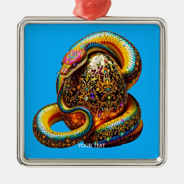 Fantasy Cute Snake Egg Vibrant Metal Tree Decoration (Front)