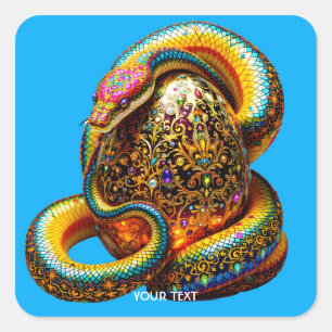 Fantasy Cute Snake Egg Vibrant Square Sticker