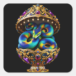 Fantasy Cute Snake Vibrant Egg Square Sticker