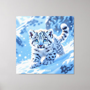 Fantasy Cute Snow Baby Leopard Canvas Print