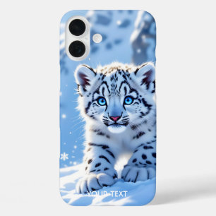 Fantasy Cute Snow Baby Leopard iPhone 16 Plus Case