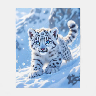 Fantasy Cute Snow Baby Leopard Fleece Blanket