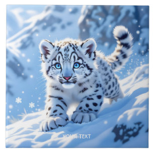 Fantasy Cute Snow Baby Leopard Tile
