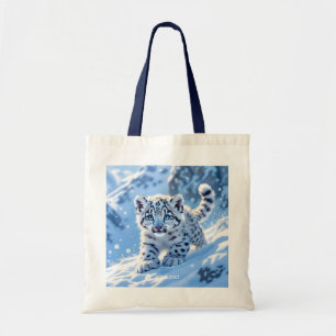 Fantasy Cute Snow Baby Leopard Tote Bag