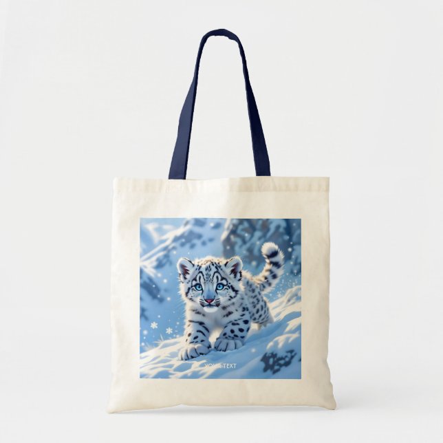 Fantasy Cute Snow Baby Leopard Tote Bag (Front)