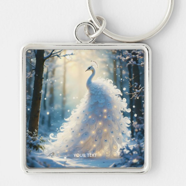 Fantasy Cute  Snow White Peacock Key Ring (Front)