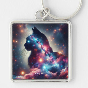 Fantasy Cute Space Cat Stars Key Ring