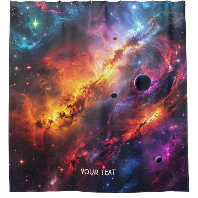 Fantasy Cute Space Scenes Collage Shower Curtain (Front)