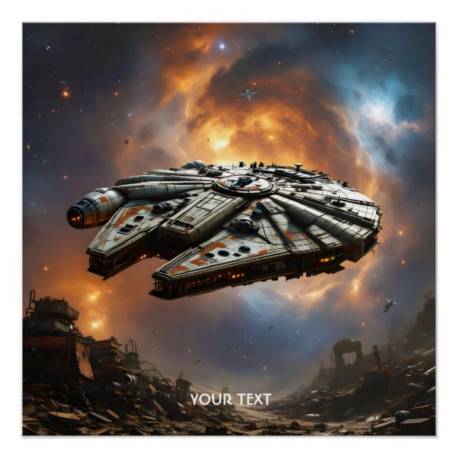 Fantasy Cute Spaceship Space Planet Poster (Front)