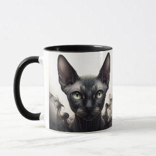 Fantasy Cute Sphynx Black Cat Mug