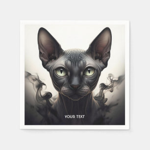 Fantasy Cute Sphynx Black Cat Napkin