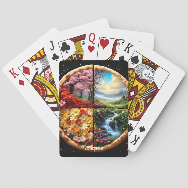 Fantasy Cute Spring Delicate Pizza Playing Cards (Back)