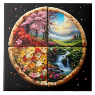Fantasy Cute Spring Delicate Pizza Tile