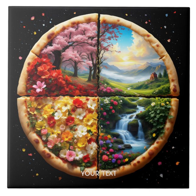 Fantasy Cute Spring Delicate Pizza Tile (Front)