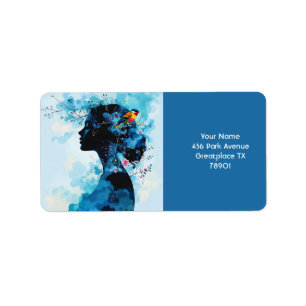 Fantasy Cute Spring Girl Bird Label