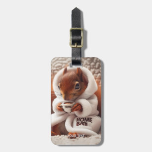 Fantasy Cute Squirrel Coffee Cup Luggage Tag