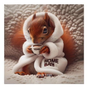 Fantasy Cute Squirrel Coffee Cup Poster