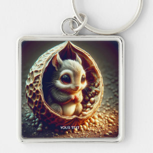 Fantasy Cute Squirrel Inside Shell Key Ring