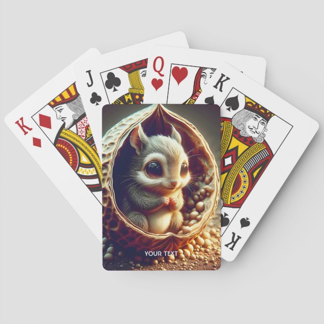 Fantasy Cute  Squirrel Inside Shell Playing Cards (Back)