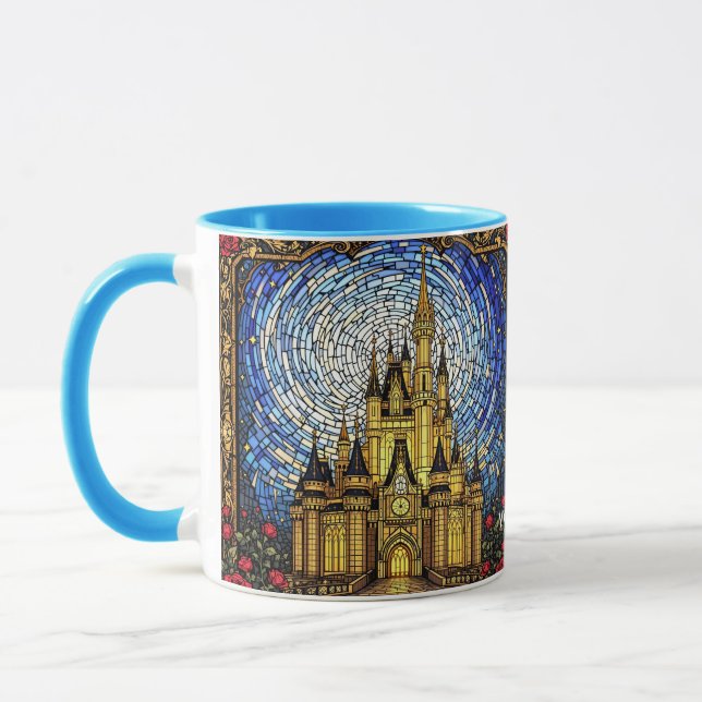 Fantasy Cute Stained Glass Castle Mug (Left)