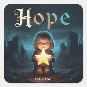 Fantasy Cute Star Girl Hope Square Sticker