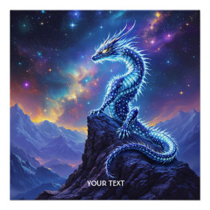Fantasy Cute Starlight Dragon Skies Poster